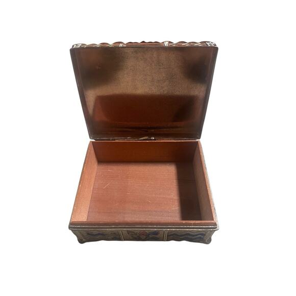 Antique Copper Enamel Cigarette Trinket Box - Picture 3 of 3